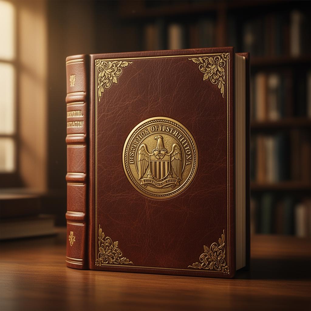Libro institucional con sello dorado